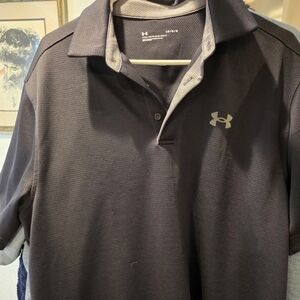 UNDER ARMOR Men’s Polo Shirt - Black with Light Gray Trim